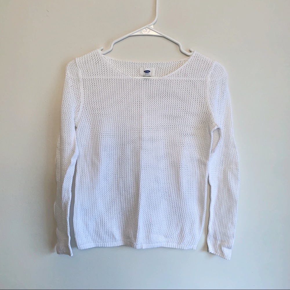 Old Navy White Long Sleeve Mesh Top